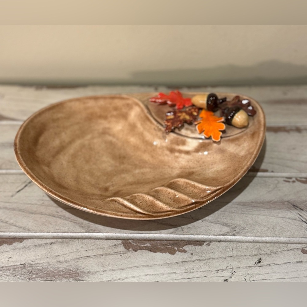 Mid Century Leaf Acorn Ceramic Ashtray